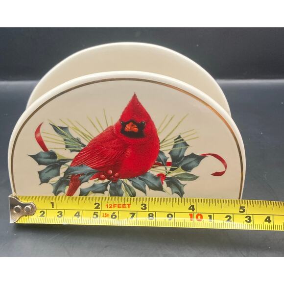 Lenox Winter Greetings Red Cardinal Napkin Holder Porcelain American By Design - Picture 8 of 8